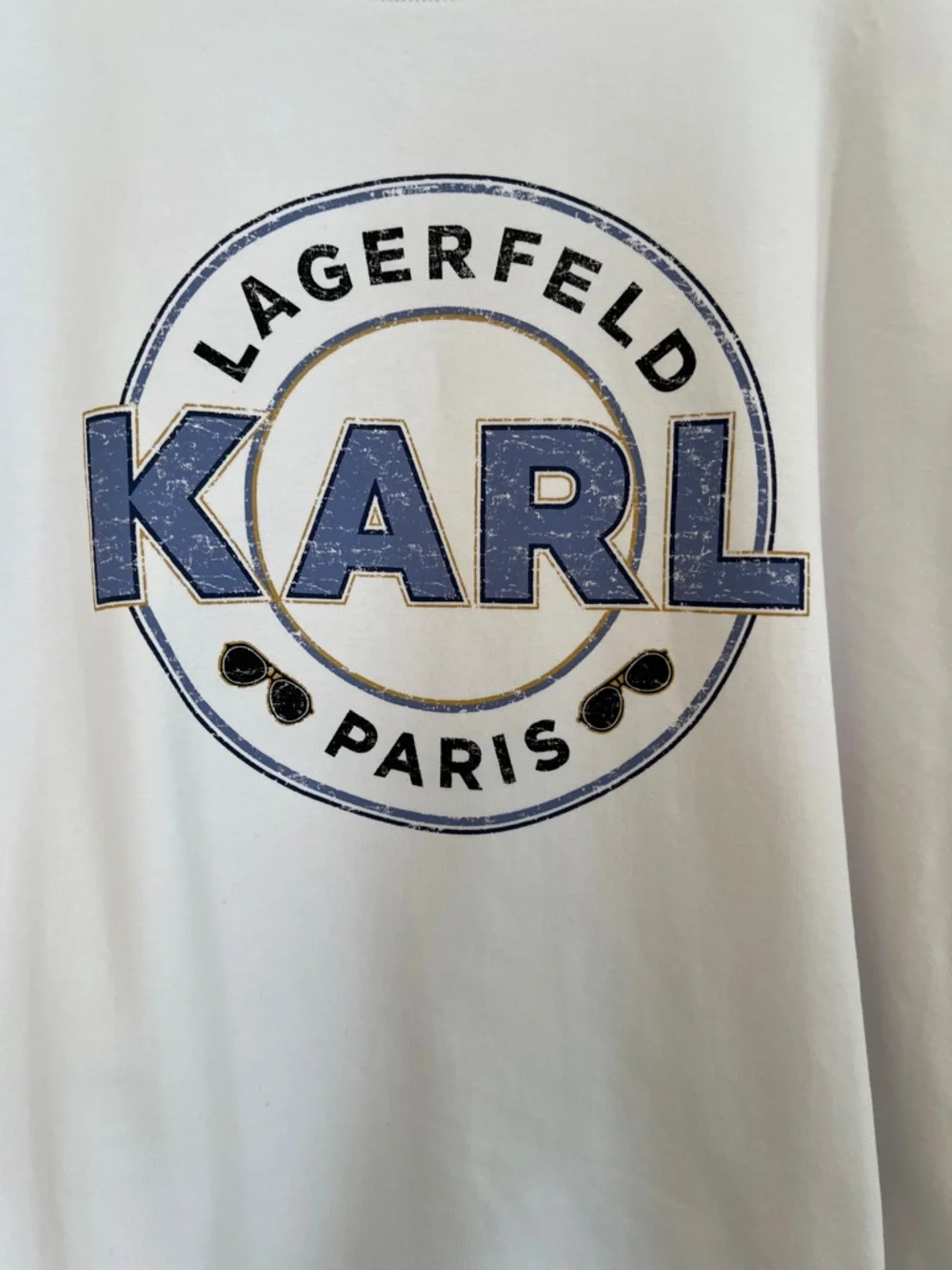Karl Lagerfeld White Logo Crewneck Sweatshirt with Black Tag Detail - Picture 2 of 8
